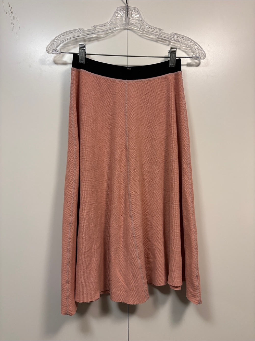 A-Line Pink Skirt with Black Waistband